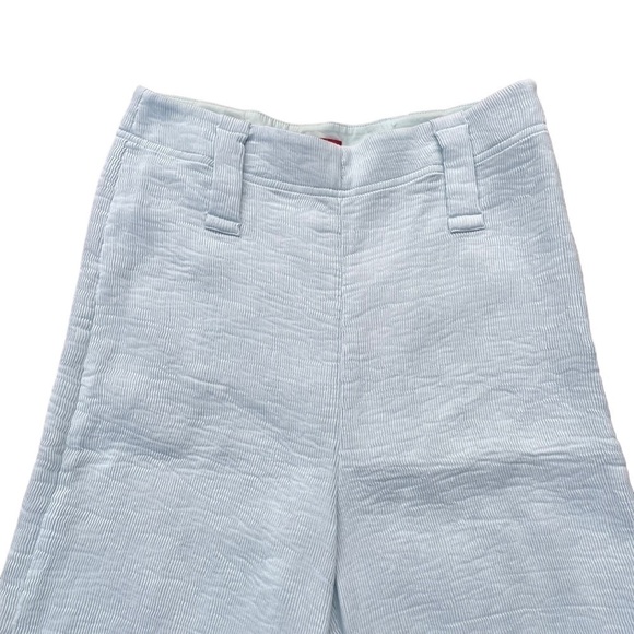 STAUD Bernard Textured Light Blue High Rise Wide Flare Leg Pants 6, S/M Waist 28 - Picture 6 of 13